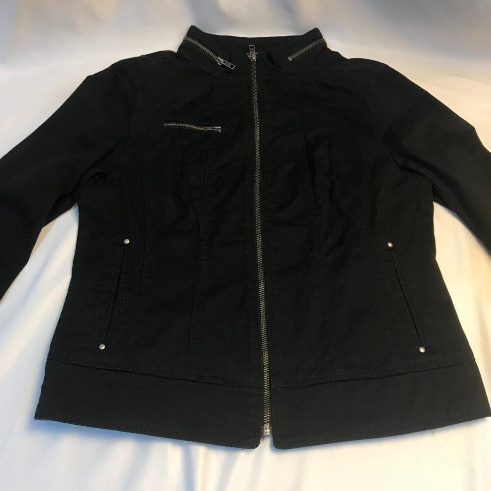 Express Moto Jacket Women's Size 8 Jacket Seamed Twill Cuffed Sleeve Black
